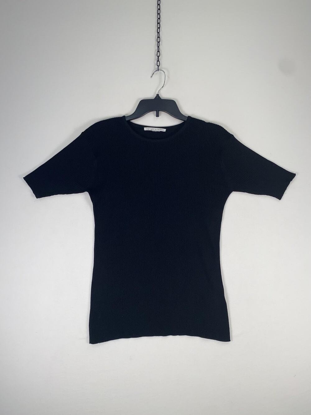 Peter Nygard Sweater Womens Medium Black Silk Short Sleeve Knit Pullover Top